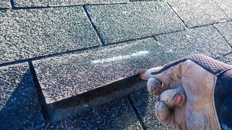Roofing samples beside a rating chart showing solar reflectance and thermal emittance values.